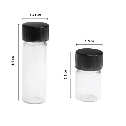 2 Pack 12PC Glass Vials w/ Screw Top Lids, Gold Flake & Essential Oil, 1 Dram