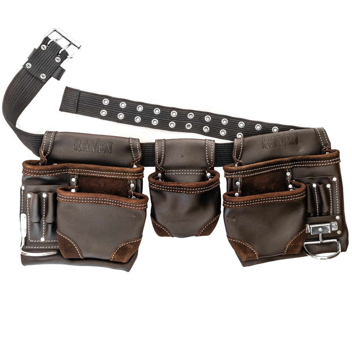 ToolTreaux 12 Pocket Heavy Duty Oil Tanned Genuine Leather Tool Belt, Dark Brown, view 3