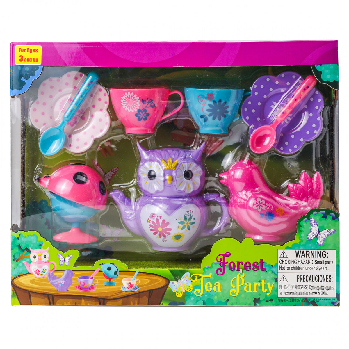 9-piece blue Enchanted Forest tea party set for little girls, Kidplokio brand