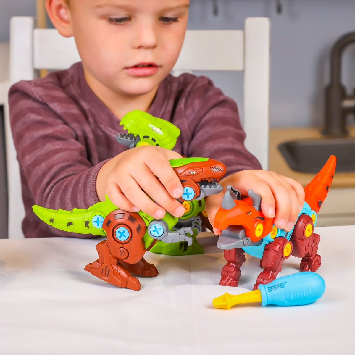 Kidplokio DIY Build Dinosaur Robot Assembly Toy Figure Play Set Boys Ages 3+, view 4