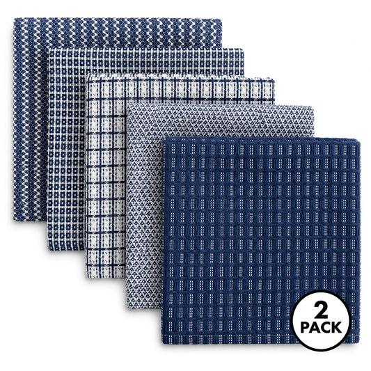 2 Pack Beille 100% Cotton Kitchen Dish Cloths, Machine Washable Towels, 10pk