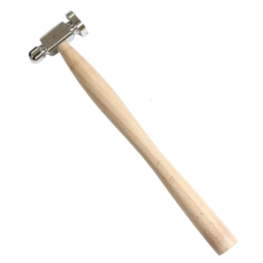 ToolTreaux 10 inch dual face chasing hammer, metal head with wooden handle.