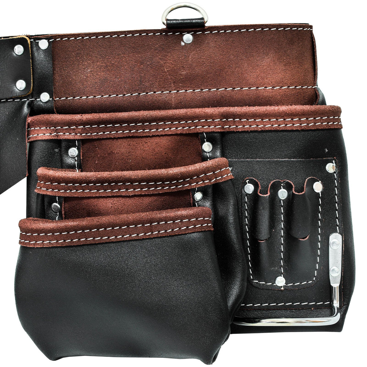 ToolTreaux 13 Pocket Oil Tanned Leather Tool Belt with 2 Hammer Loops, Brown, view 6