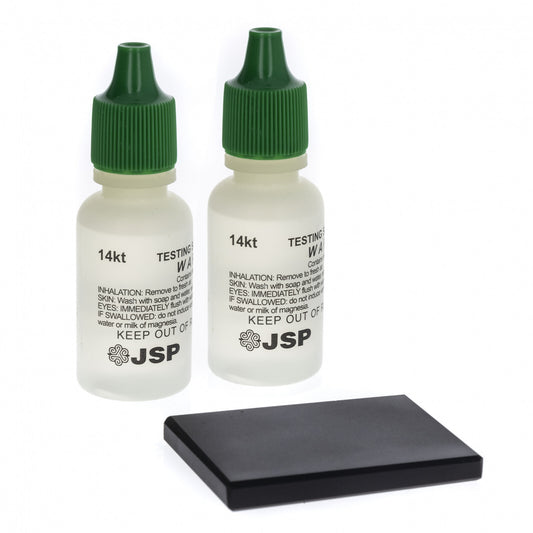 Gold testing kit with testing stone, 3 pieces displayed