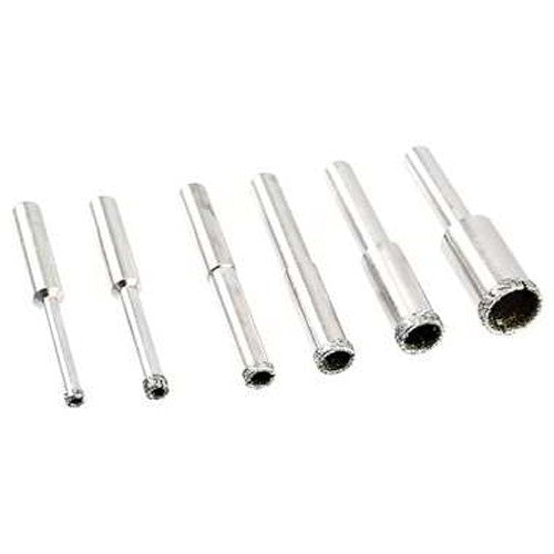 Six diamond coated hole saw rotary drill bits labeled 80 grit