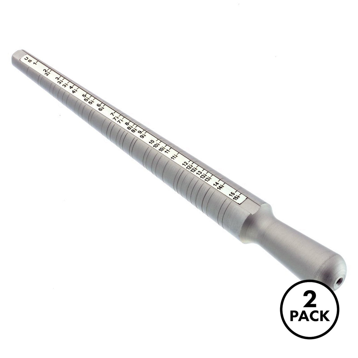 Two 10-inch aluminum ring sticks, silver color, laid out in parallel.