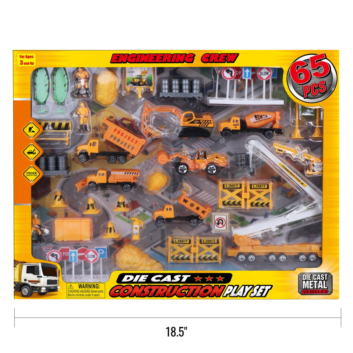 Kidplokio 65pc Pretend Play Diecast Cars Playset Boys Ages 3 and Up (5 Themes), view 3