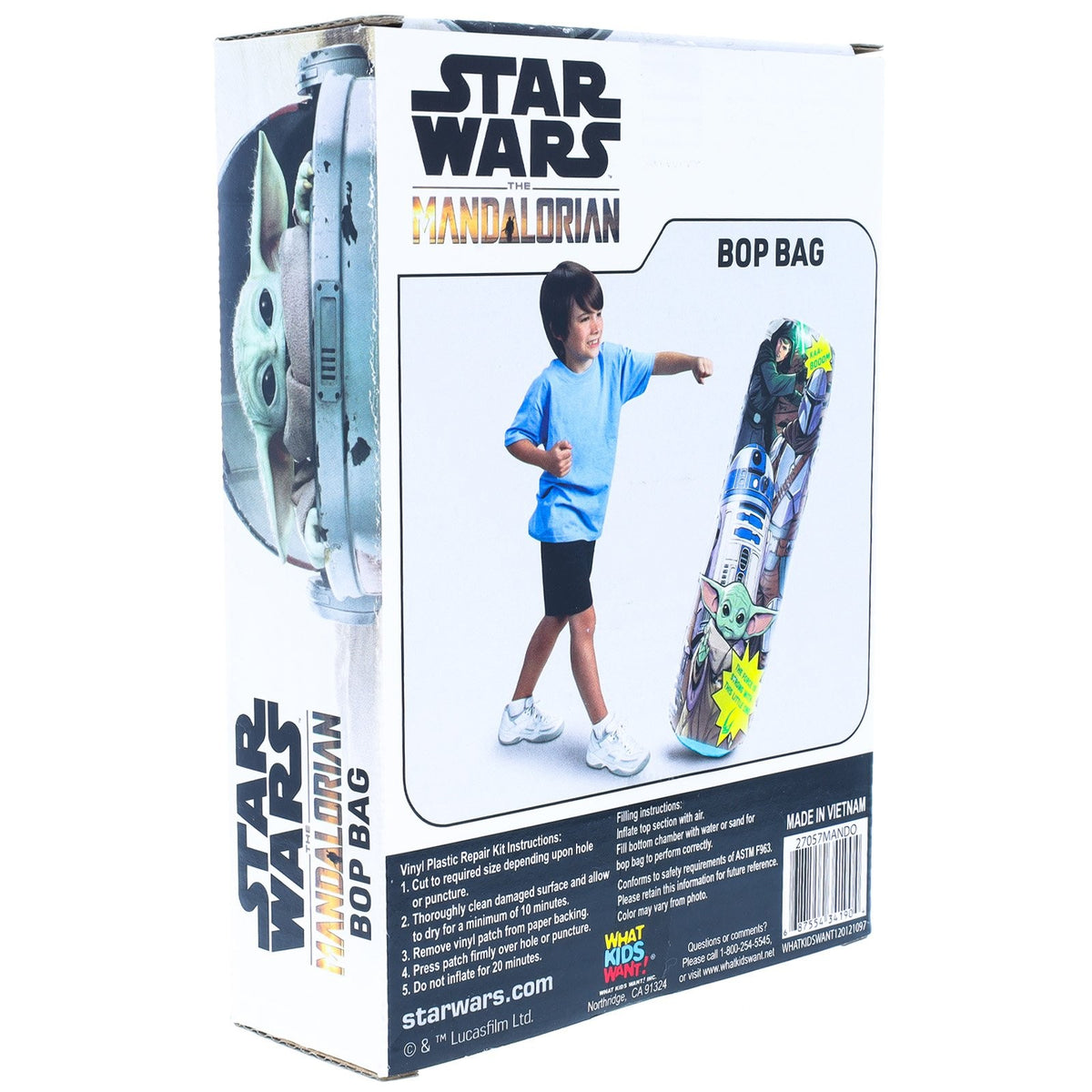 2 Pack Star Wars The Mandalorian Kids Inflatable Punching Bop Bag Exercise Toy, view 5